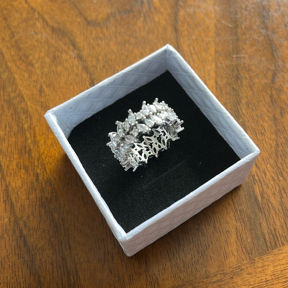 Cubic Zirconia Stainless Steel Unity Band ~ Size 7